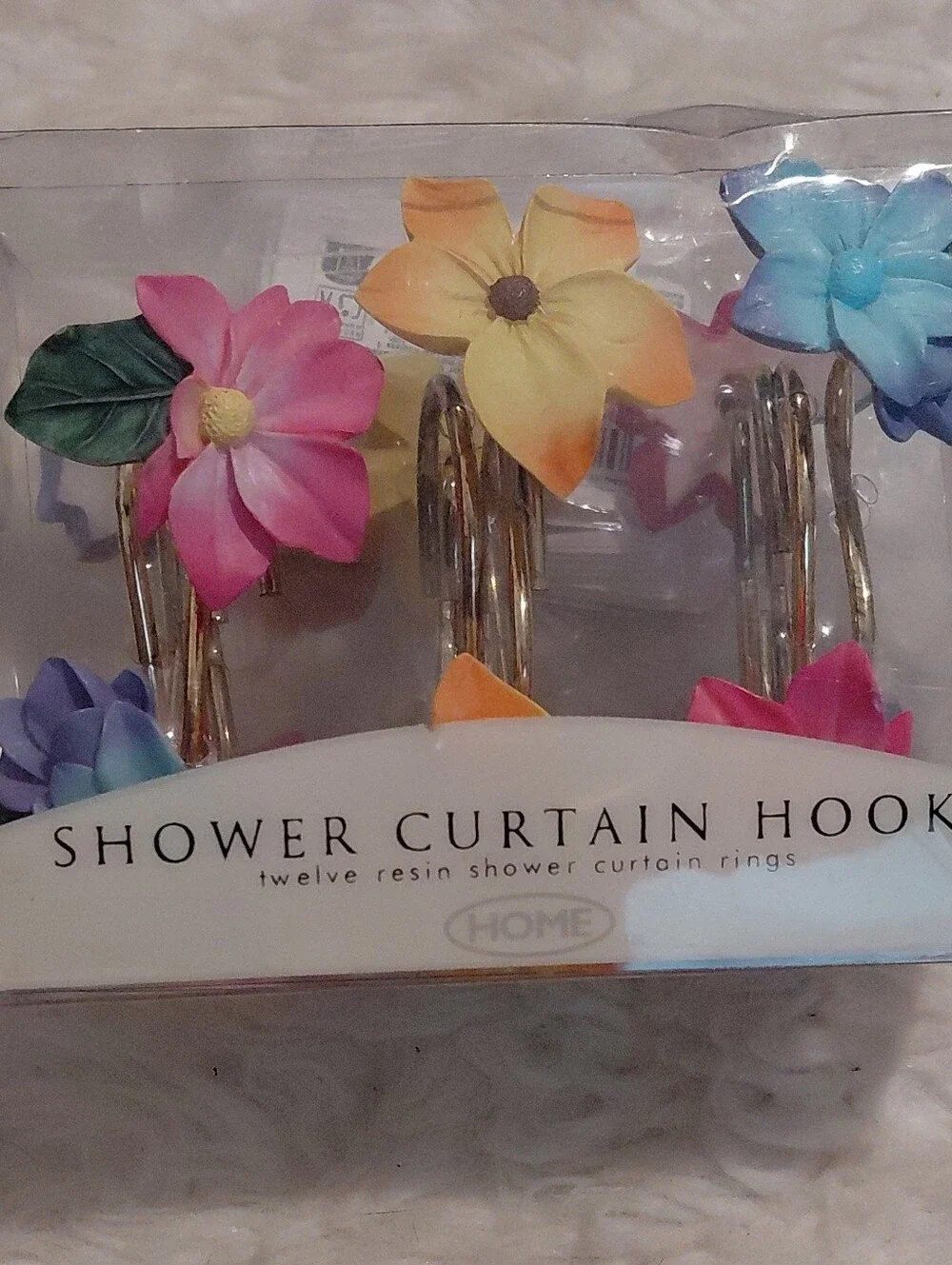 Multicolor Floral Shower Curtain Hooks - Set of 12